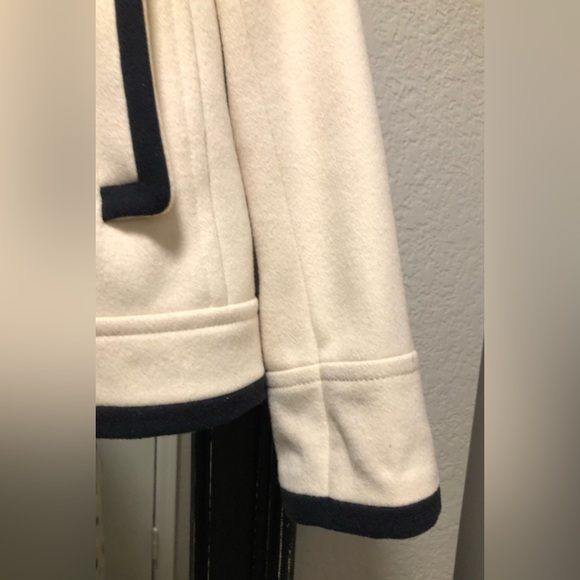 J. Crew Nello Gori Tipped Trim 100% Wool Off White & Black Pea Coat EUC 2 - Picture 16 of 16